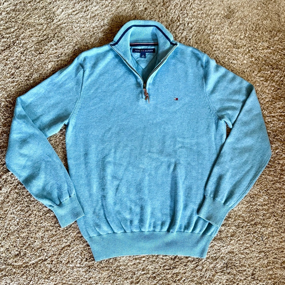 Tommy Hilfiger Blue Classic Quarter Zip Sweater 2A